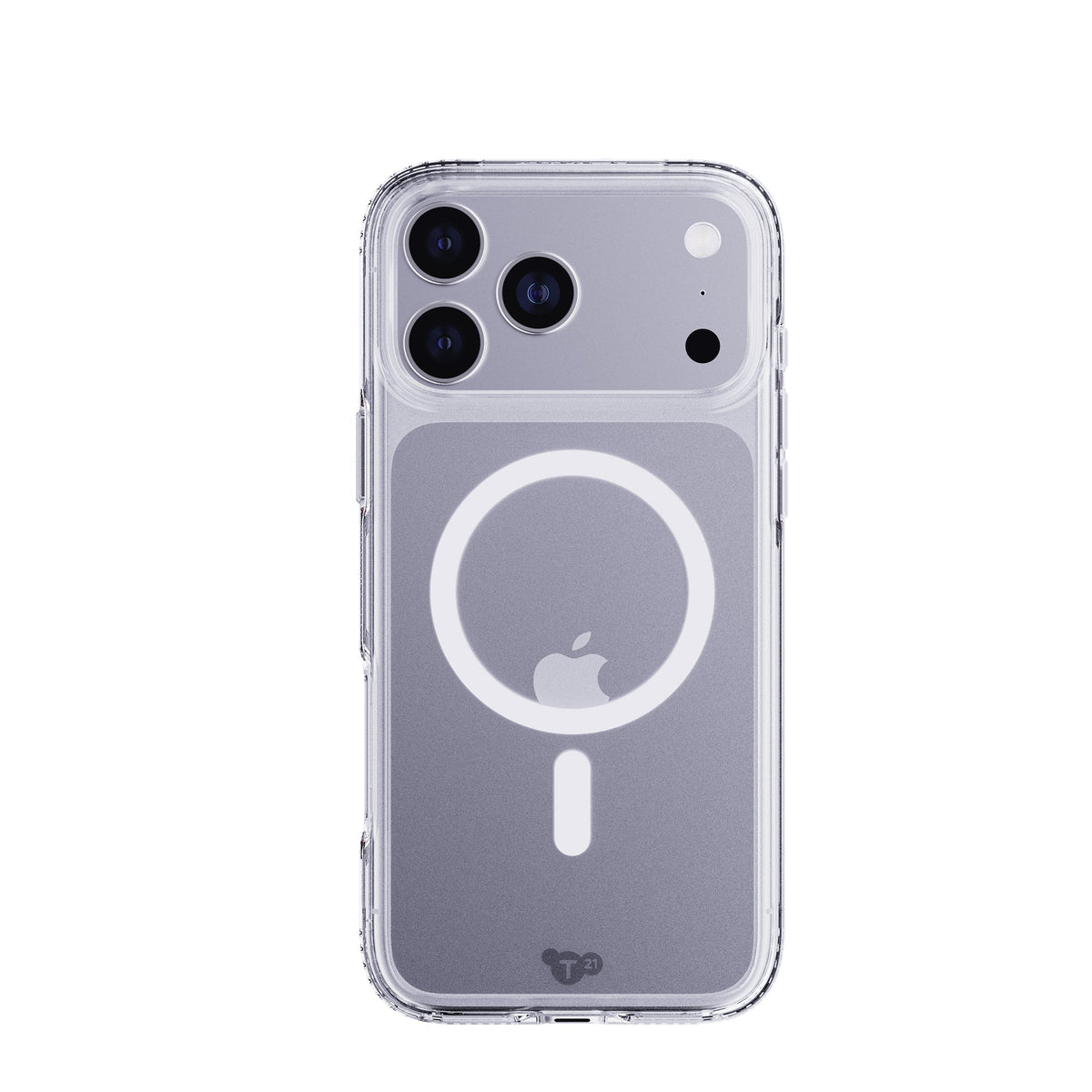 View of the back of the phone case from straight on with phone inside#color_clear