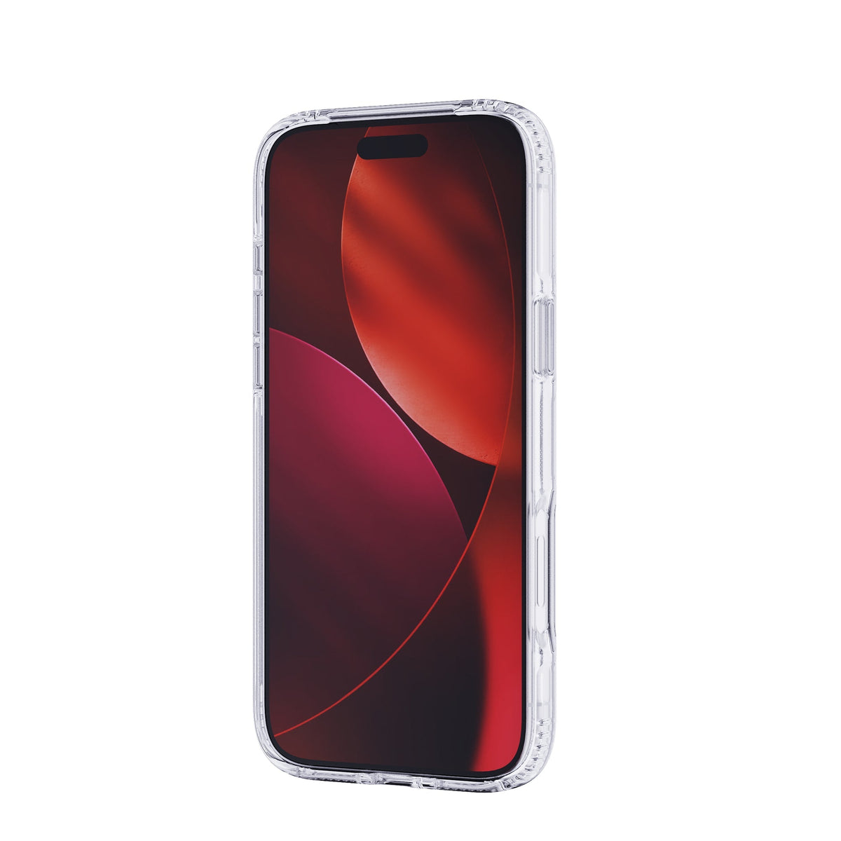Three-quarter view of front of phone case with phone inside and screen activated#color_clear