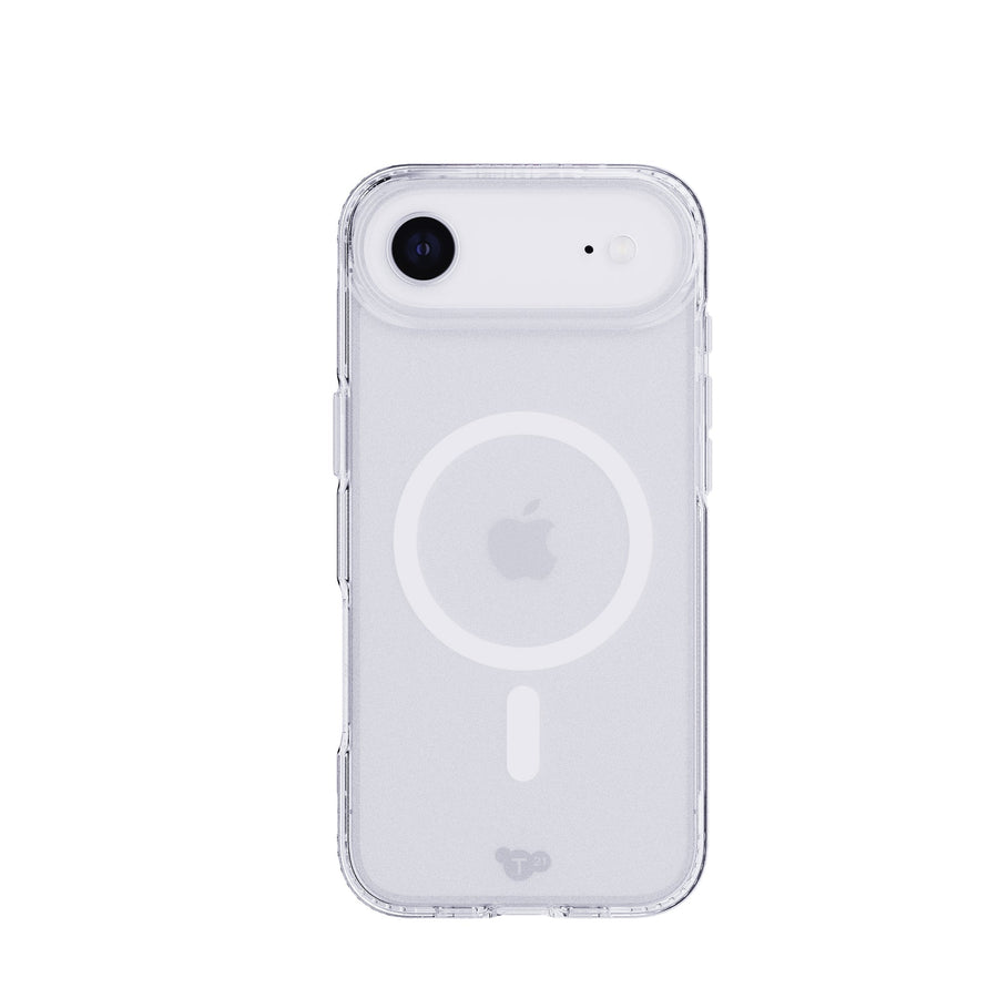 View of the back of the phone case from straight on with phone inside#color_clear