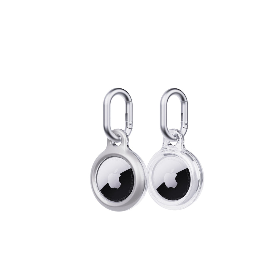 EvoPop - Apple AirTag Case Bundle (x2) - Silver & Clear