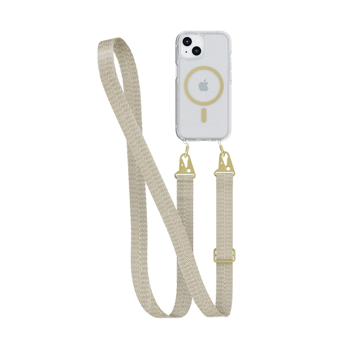 FlexQuartz MagSafe + Cross-Body - Apple iPhone 17e/16e/15/14/13 Bundle - Clear/Gold