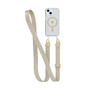 FlexQuartz MagSafe + Cross-Body - Apple iPhone 17e/16e/15/14/13 Bundle - Clear/Gold