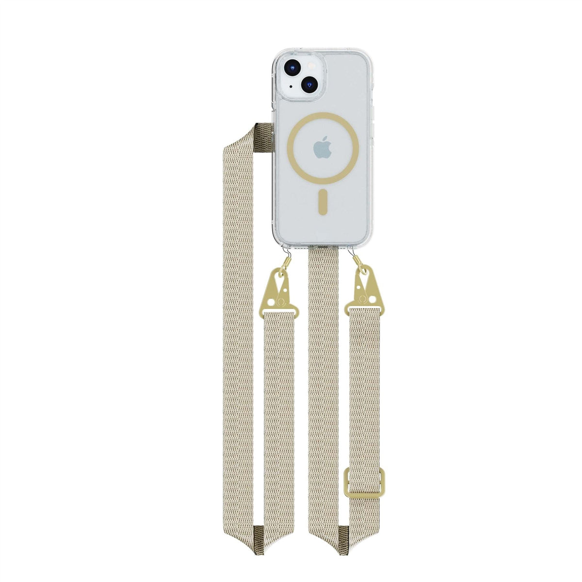 FlexQuartz MagSafe + Cross-Body - Apple iPhone 17e/16e/15/14/13 Bundle - Clear/Gold
