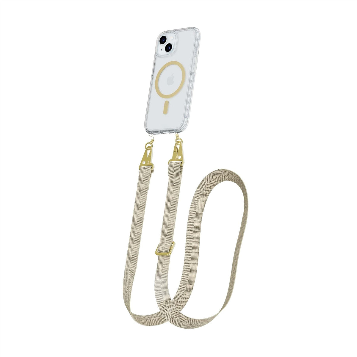 FlexQuartz MagSafe + Cross-Body - Apple iPhone 17e/16e/15/14/13 Bundle - Clear/Gold