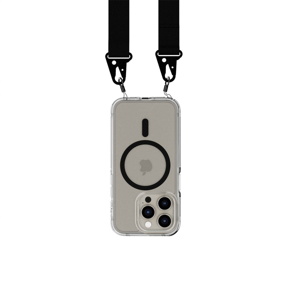 FlexQuartz - Apple iPhone 15 Pro Case MagSafe Compatible with Cross-Body - Black